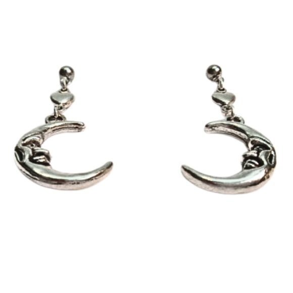 SMILING CRESCENT MOON EARRINGS - Picture 3 of 5